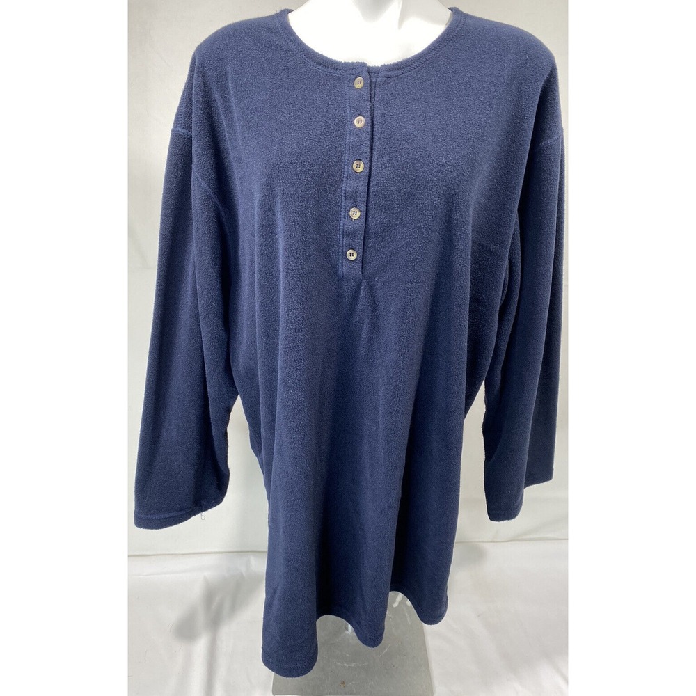Orvis Pullover Mens XL Navy Blue Polyester Fleece Henley Outdoor Gorpcore